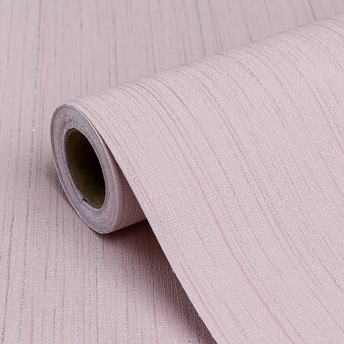 Pink Grasscloth Peel and Stick Wallpaper Textured Self-Adhesive Contact Paper A by Biyoeepeelstickwallpaper
