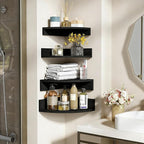 Alsonerbay Black Corner Wall Shelf, Floating Shelves Wall Mount Set of 4 - Image 2