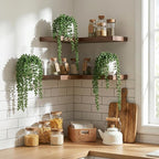 MyGift Artificial Faux String of Pearls Plants in White Ceramic Wall Hanging - Image 2
