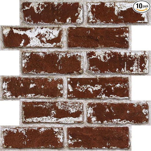3D Faux Brick Wall Panels Peel and Stick, Small Brick-Look Textured Wall Sticker by SMOOSTIKCDECOR