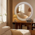 30 Inches Farmhouse Large Round Wall Mirrors Wooden, Rustic Decorative Circle - Image 3