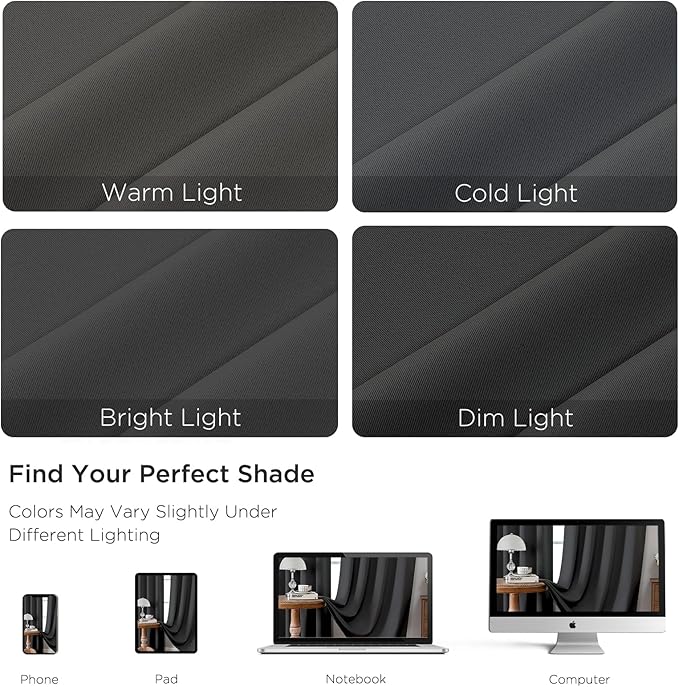 CUCRAF Dark Grey Blackout Curtains Customize, Rod Pocket Room Darkening Curtain - Image 4
