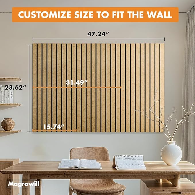 Cork Board Tiles for Wall with Push Pins, Removable 48" x 24" Slat Bulletin - Image 2