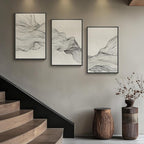Large Framed Neutral Modern Abstract Wall Art, 3 Piece Black and Beige Canvas - Image 3