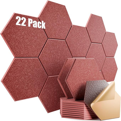 22 Pack Self-Adhesive Acoustic Panels 12" X 10" X 0.4" by Dailycooper