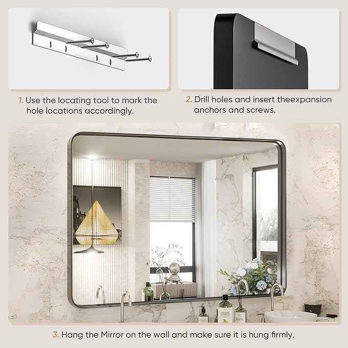 Sweetcrispy 30x40 Inch Black Bathroom Mirrors - Image 6