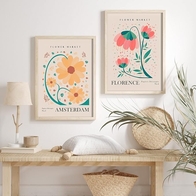 AnyDesign 9 Pcs Flower Market Decoration Matisse Wall Art Prints Floral Art - Image 5