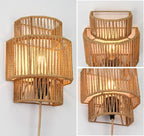 Plug-in Wall Sconces Set of 2, Handwoven Bohemian Wall Decor - Image 3
