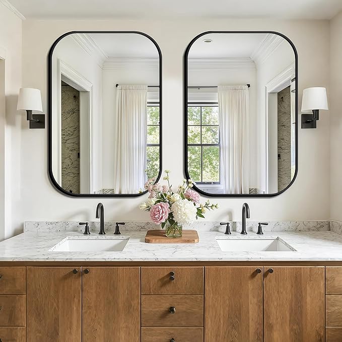 FICTOR Bathroom Vanity Mirror for Wall, 2 Pack 26" x 38" Rectangle Bathroom - Image 3
