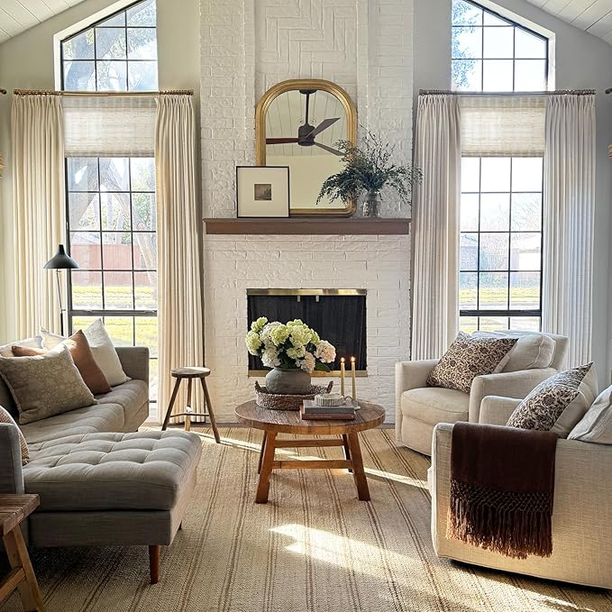 TWOPAGES Natural Woven No Drill Roman Shades, Custom Cordless Light Filtering - Image 2