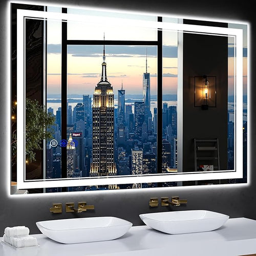 48"x32" LED Bathroom Mirror by INFINIGLASS