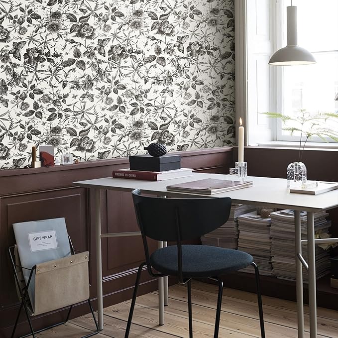 JiffDiff Floral Vintage Wallpaper Peel and Stick，Rose Wallpaper Removable Vinyl - Image 6