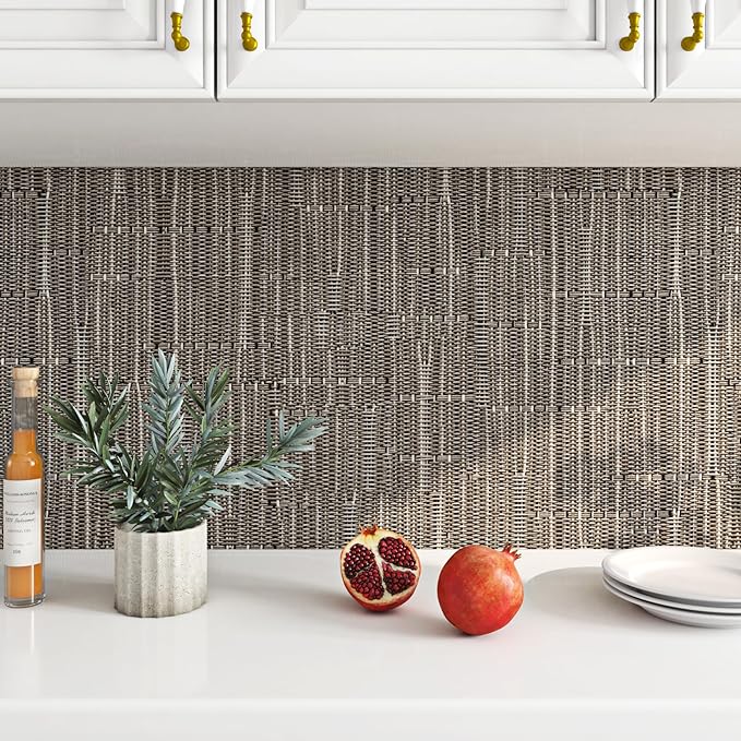 FunStick 24"x394" Grasscloth Wallpaper Textured Woven Taupe Brown Grass Cloth - Image 5