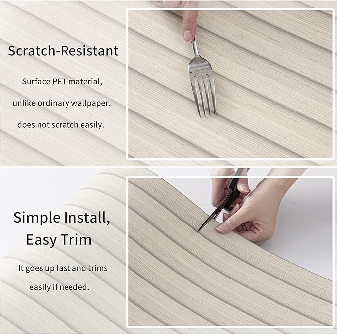 Haimin Wood Grain Slat Wall Panels Peel and Stick Faux Wood Thick Wallpaper - Image 7