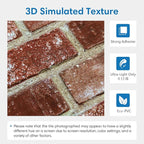 COMSTICKC 3D Red Brick Wall Panels Peel and Stick Tiles, Small Size Thin PVC - Image 3