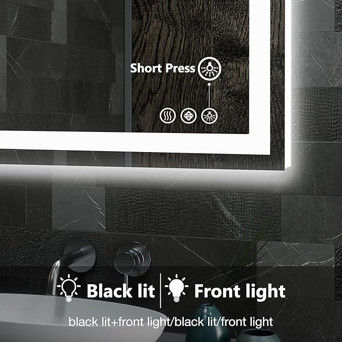 DUMOS 28.1"x36.1" LED Bathroom Mirror, Smart Anti-Fog Bathroom Vanity Mirror - Image 5