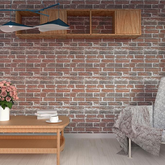 3D Wall Panels Peel and Stick in Red White, Faux Brick Wall Panels - Image 4