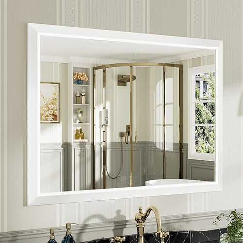 40x30 Inch White Bathroom Mirror by Briivuemodernmirrors