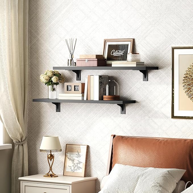 HOOBRO Floating Shelves for Wall, 23.6" Wall Mounted Shelves Set of 2, Hanging - Image 2