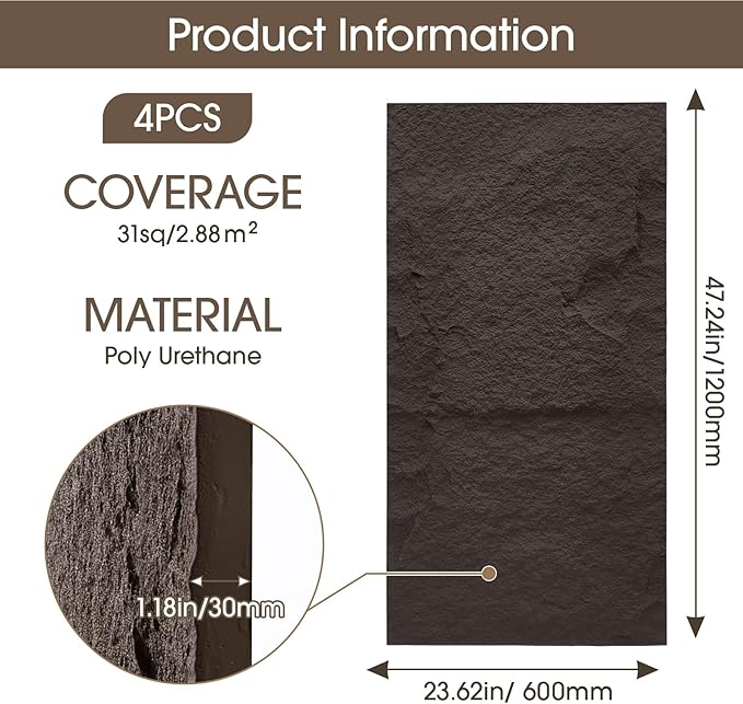 3D Faux Stone Wall Panels, Lightweight & Waterproof, Easy DIY Install - Image 2