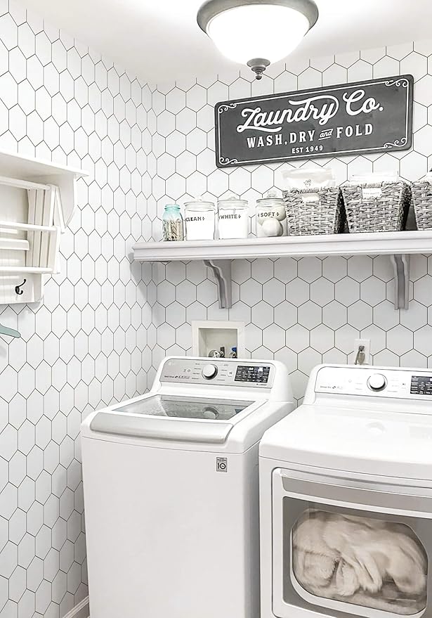 White Wallpaper Kitchen Backsplash Peel and Stick Wallpaper 197"×17.3" White - Image 9