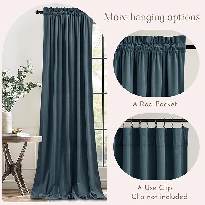 NICETOWN Blue Velvet Curtains 84 inches - Image 4