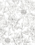 JiffDiff Black and White Floral Wallpaper 17.3" x 394" Peonies Removable Peel by wallpaper