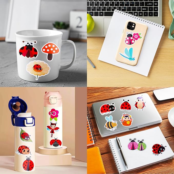 100 Pack Ladybug Stickers, Lady Bug Party Favors, Birthday Decorations