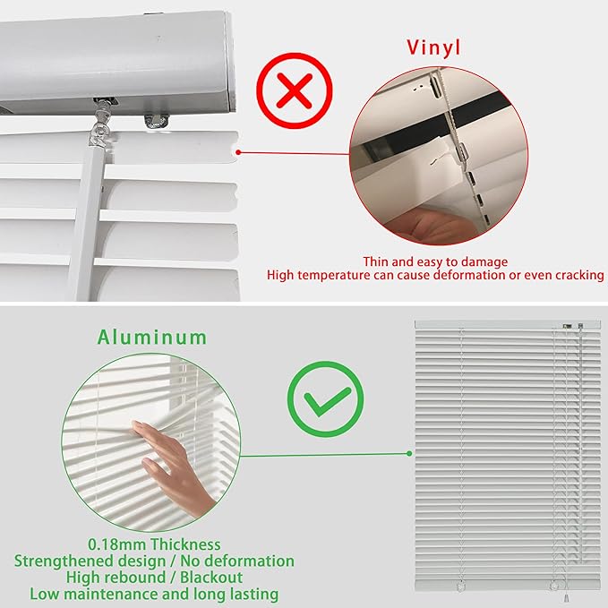 YIIBAII Mini Blinds Suitable for 24" W x 64" H Windows 1" Aluminum Horizontal - Image 3