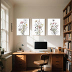 WRFON UnFramed Botanical Canvas Wall Art Set of 3, Watercolor Floral Prints - Image 5