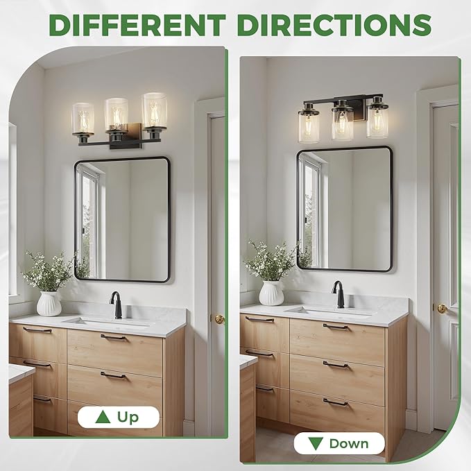 DORESshop 17 Inch Bathroom Light Fixtures, 3-Light Black - Image 6