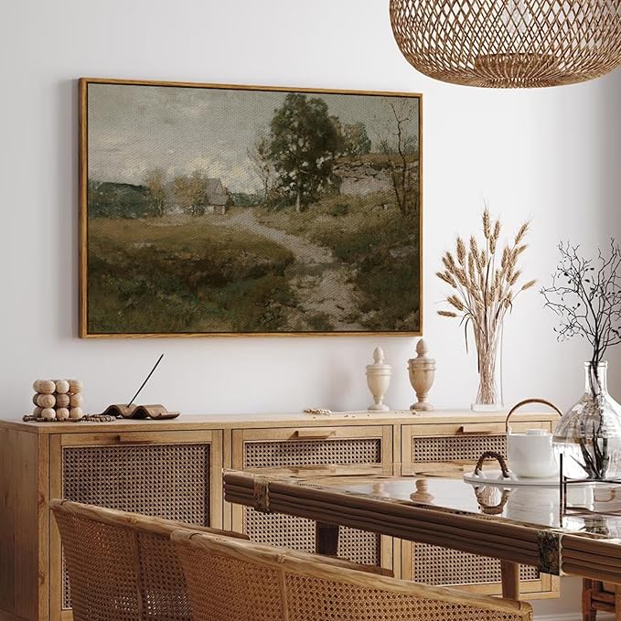 InSimSea Framed Canvas Wall Art, Vintage Countryside Landscape Farmhouse Decor - Image 4
