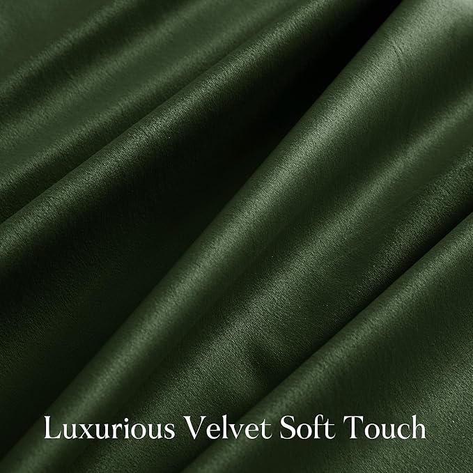 NICETOWN Olive Green Velvet Blackout Curtains 98 inch Long - Image 4