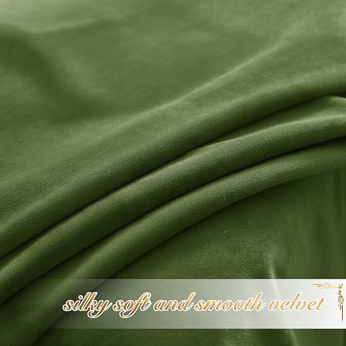 NICETOWN Moss Green Velvet Curtains and Drapes, Thermal Insulated Soft Window - Image 5