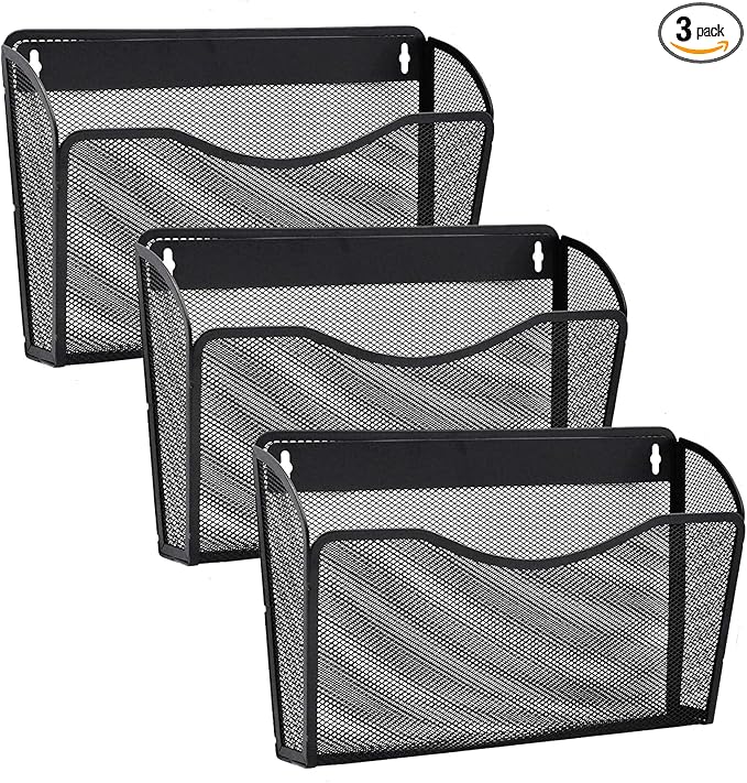 Gawerk 3 Pack Wall File Organizer, Mesh Wall File Pocket Mail Organizer Hanging by Gawerk