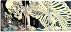 Wieco Art 3 Piece Witch and Skeleton Ukiyo-E by Utagawa Takiyasha Historic by WiecoArt