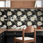 Laatse Dark Floral Wallpaper Peel and Stick Boho Wallpaper 17.5in x393in White - Image 5