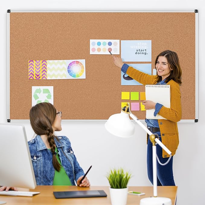 Extra Large Cork Bulletin Board 72" X 48", Wall Mounted Notice Pin Board - Image 2