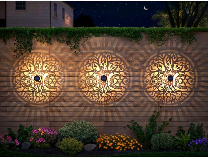 2 Pack Large Solar Fence Lights Metal Solar Powered Outdoor Wall Deck Step - Image 6