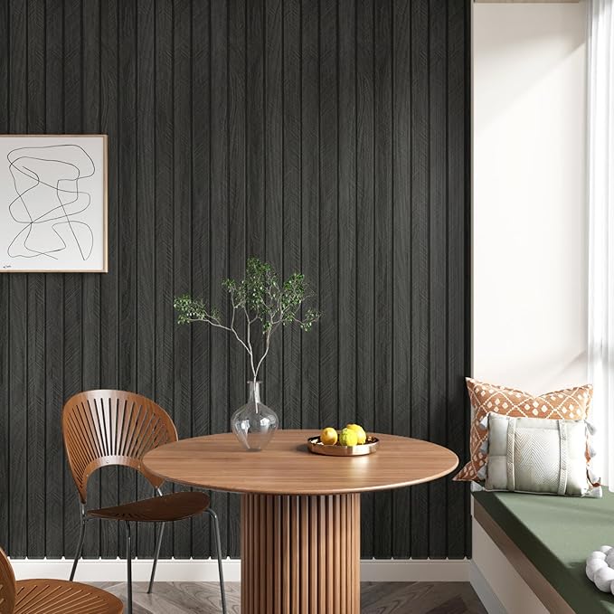 Self Adhesive Wood Slat Wall Paneling Grey/Black 3D Wood Panels - Image 3