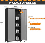 Garage Storage Cabinet with Wheels, Metal Storage Cabinet with 2 Doors and - Image 3