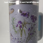 6 Sheets Natural Transparent Flower Stickers and 40 Pcs Realistic Butterfly Stickers for Stanley Cup Decoration,Cute Waterproof Flower Butterfly Decal Stickers for Tumbler DIY Iris