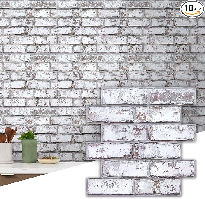 Commomy 10 Pcs 3D Faux Brick Wall Panels -11.8"X11.8" Small Size PVC Grey by CommomyDecor