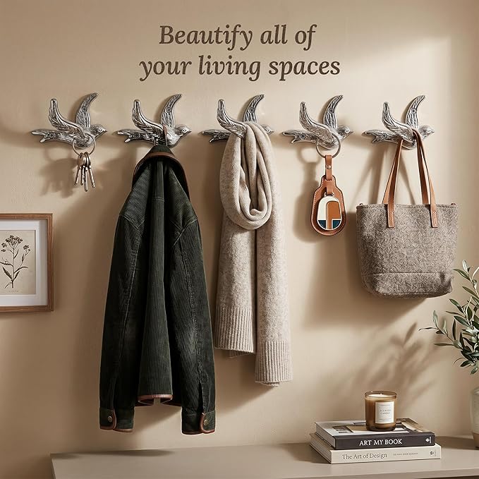 Flying Bird Decorative Wall Hooks Cast Iron, Wall Mounted - Image 7