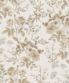 Erfoni 16.9" x118" Boho Floral Peel and Stick Wallpaper Beige Flower and Leaf by Erfoni