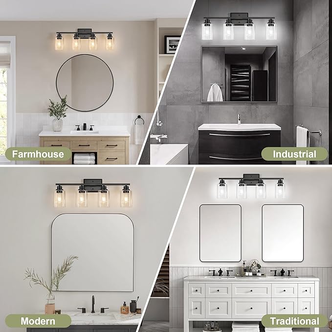 Unicozin Modern Bathroom Light Fixtures, 4 Light Vanity Lights Over Mirror - Image 9