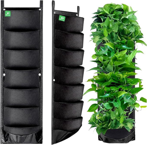 2 Packs Hanging Planter for Outdoor Plants, 7 Pocket Vertical Wall Planter by ANGTUO