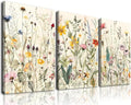 Framed Canvas Wall Art Set of 3, Minimalist Flower Floral Wall Art Farmhouse by KBKBART