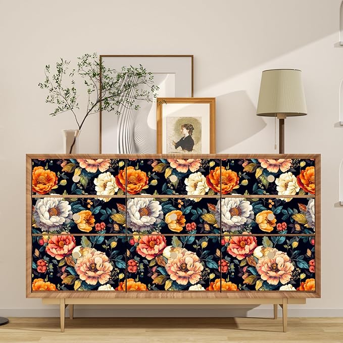 BOKEBEVE Peel and Stick Wallpaper Vintage Colorful Big Floral Wallpapers - Image 4
