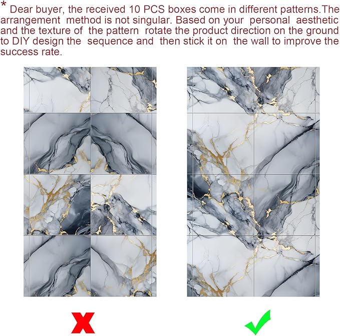 Chejiaye Thick 10pcs Marble Peel and Stick Backsplash Surface Waterproof Wall - Image 8